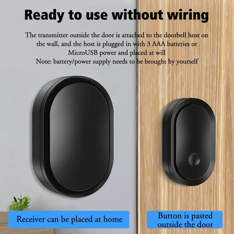 USB Wireless Doorbell or Powered Waterproof Battery For Black House Doorbell Kit Intelligent Home Door Bell 300 M LED Flash Security Alarm
