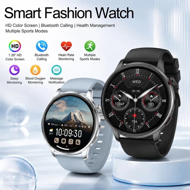 Nuovo Smartwatch di Moda 2026, 1.43'' Ultra Sottile, Impermeabile, con Chiamate BT, Gestione Informazioni, Notifiche Push, Orologio Sportivo Intelligente per Uomo
