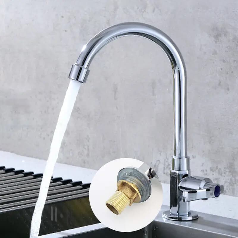 Rubinetto da cucina flessibile da 360 gradi Testa monoforo Beccuccio per acqua fredda Rubinetto per lavandino del bagno Spruzzatore a flusso Accessori per la casa in argento