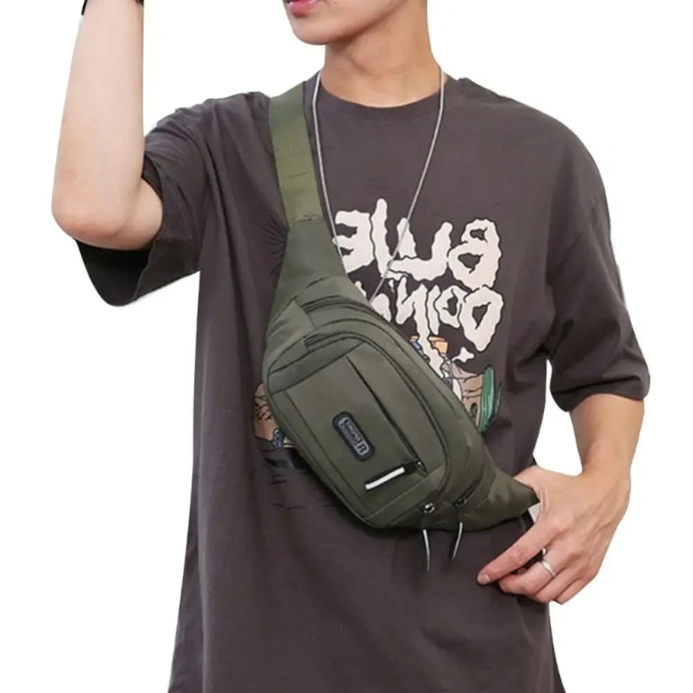 Men's Multifunctional Nylon Men's Waist Bag Crossbdoy Adjustable Waterproof Portable Running Bag Men's Belt