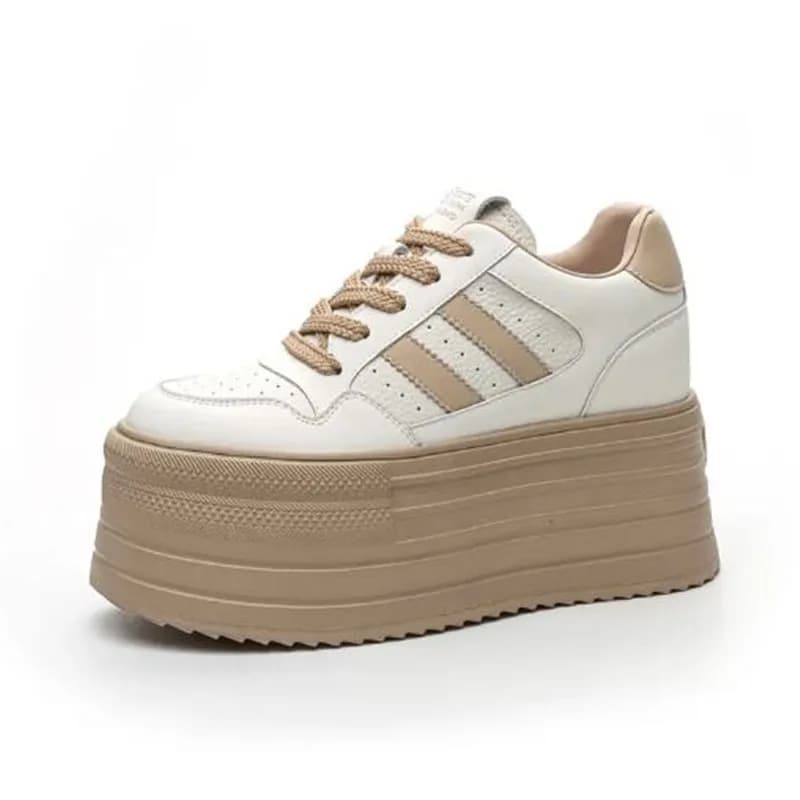 10 centimetri NUOVE Donne del Cuoio Genuino Camminare Scarpe Vulcanizzate Piattaforma Cuneo Skate Board Tacchi Alti Casual Stabile Scarpe Da Ginnastica Da Jogging
