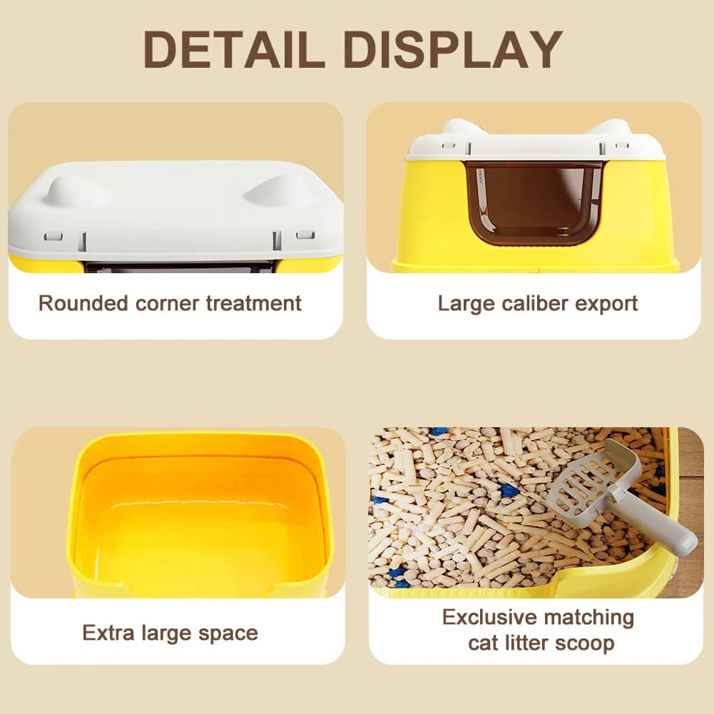 Cat Toilet Anti Splashing Cat Bedpans with Lid Cat Litter Pan Kitty Litter Tray for Larger Cat Breeds Or Multiple Cat Households