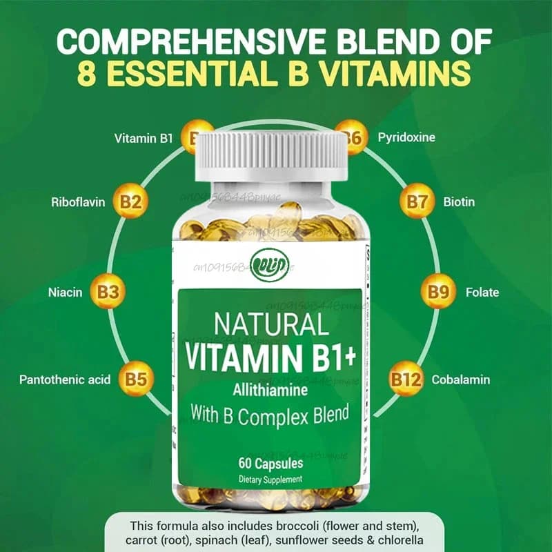 60 capsules Eight natural complex vitamin B1, B6, B12 supplements, including Thiamine, Niacin, Folic Acid, Magnesium, etc.