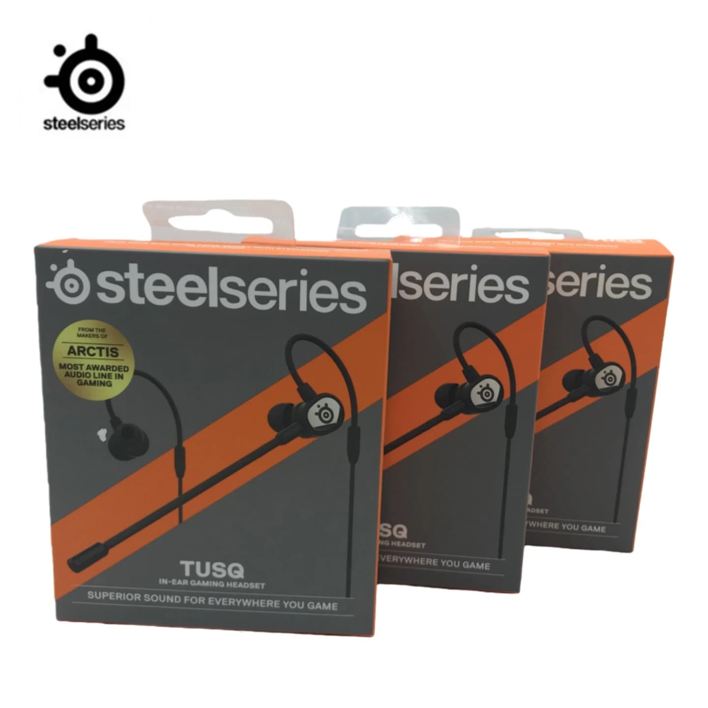 Original SteelSeries Tusq game headphones with detachable microphone with noise cancellation for PC/PS/Switch/Smartphone, ear hook