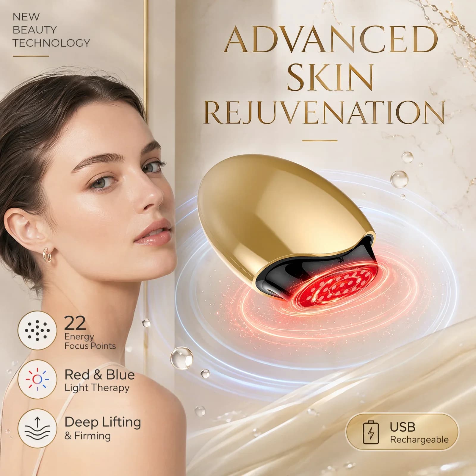 Collagen Beauty Device Facial Massager LED Light Therapy Skin Firming Lifting Machine Micro Current Anti Aging Skin Care Tool
