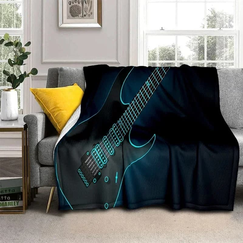 Coperta per chitarra classica 3D per chitarra elettrica, coperta morbida per la casa camera da letto divano da letto Picnic Travel Office Cover coperta per bambini
