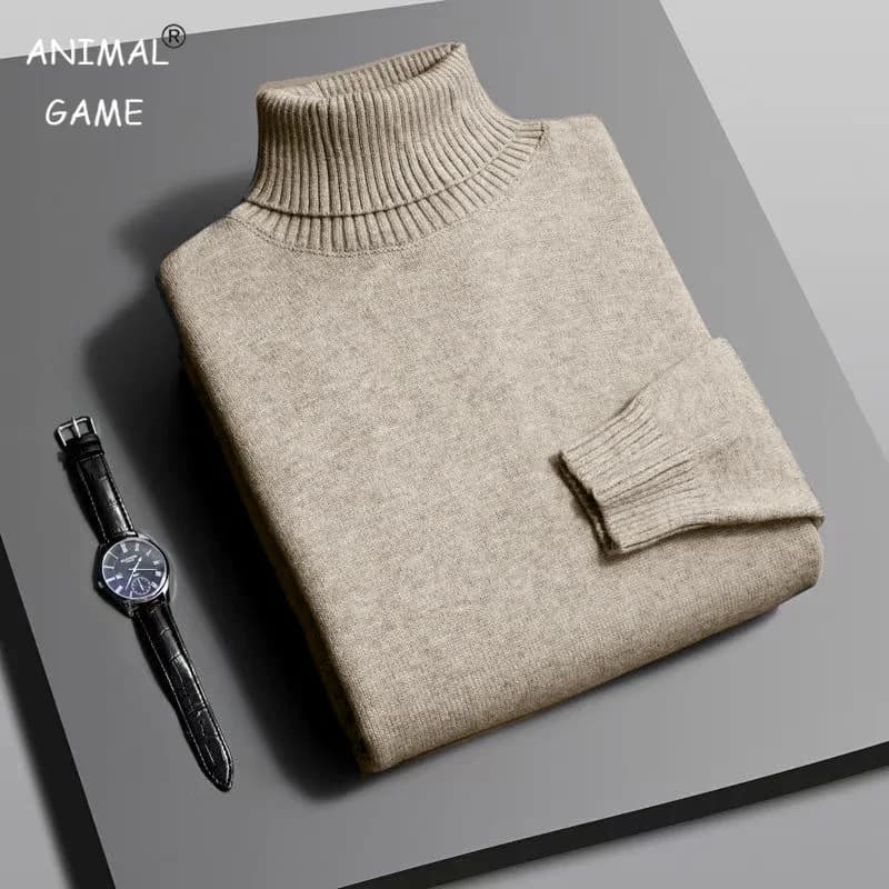 Autunno Uomo Maglione dolcevita lavorato a maglia di alta qualità Slim Fit Manica lunga Anti-pilling Pullover Tinta unita Tendenza Uomo Streetwea