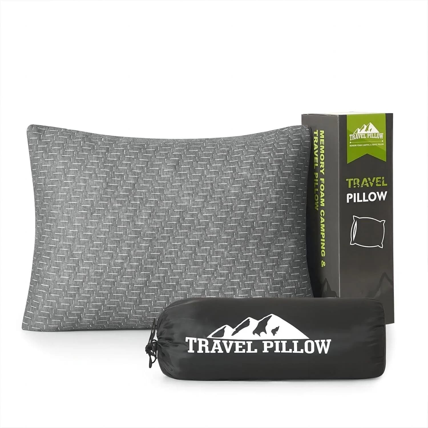 Cuscino da Viaggio in Memory Foam Sfilacciato con Rivestimento Traspirante per Campeggio, Escursionismo, Aereo e Auto