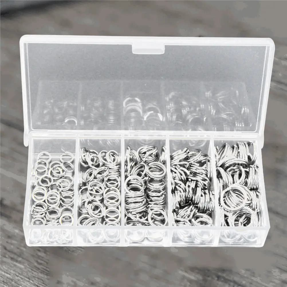 Kit di 200 Anelli Girevoli Luoyu per Pesca in Mare con Scatola Portaoggetti Rotante Resistente, Set di Attrezzatura da Pesca