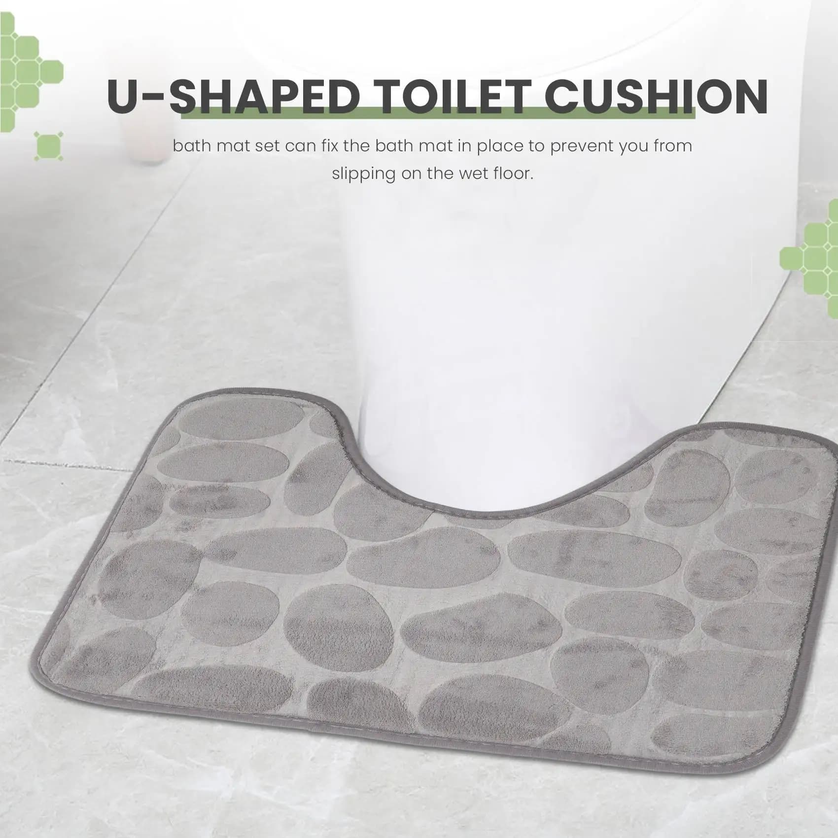 Y42A-2Pcs Tappetino da bagno, tappetino per bagno e set di tappetini per WC a forma di U, tappetino da bagno in memory foam assorbente lavabile in lavatrice