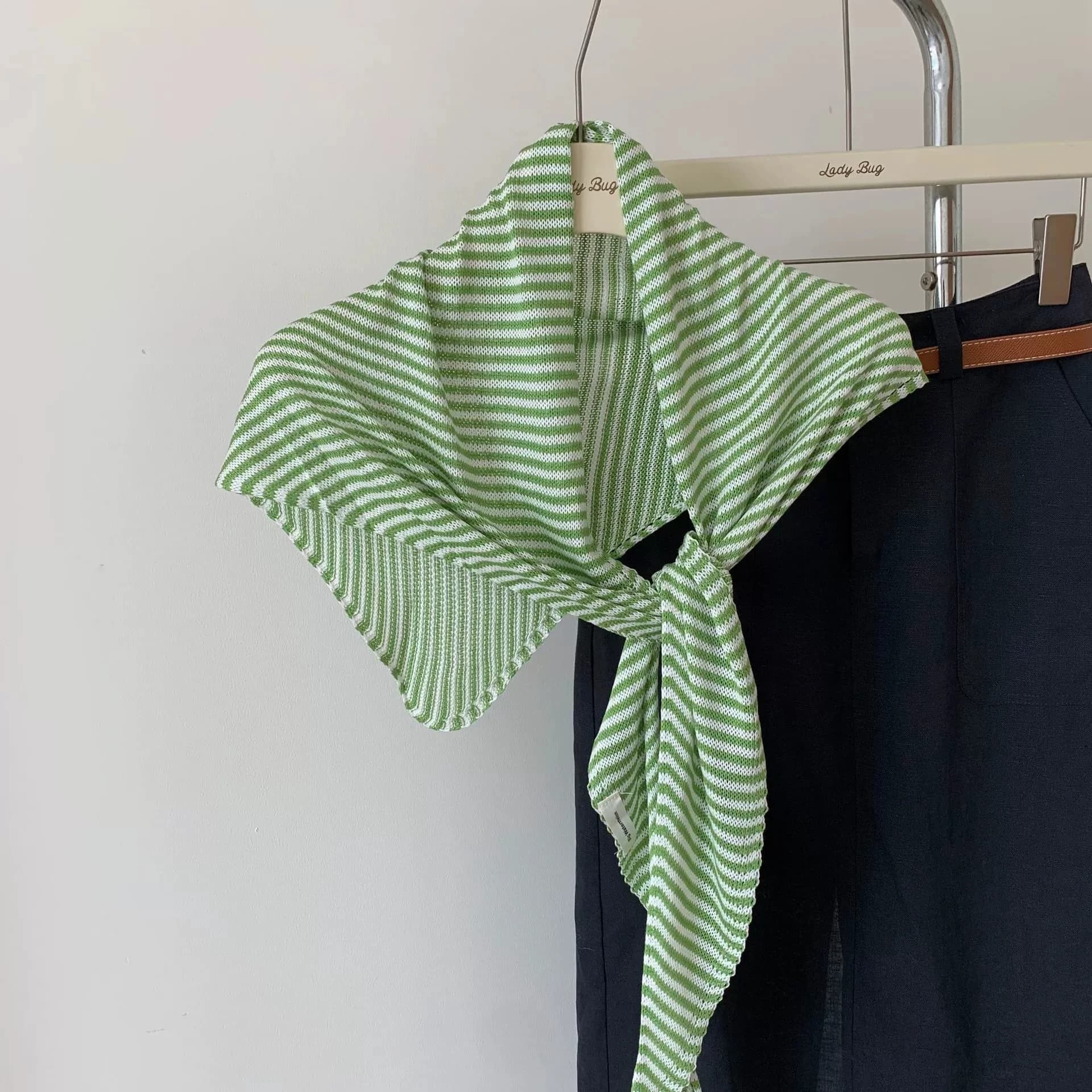 Korean Ins Triangle Headbands Stripped Knitted Headscarf Spring Summer Office Air-Condition Shawl/Wraps