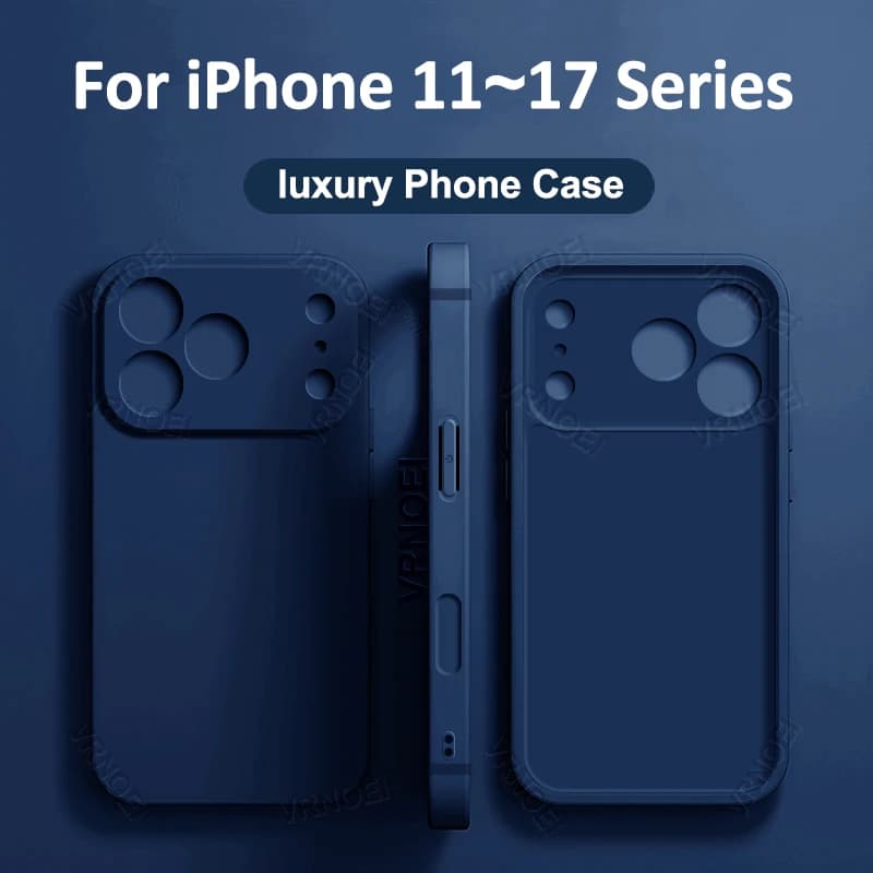 Luxury Lens Protection Case for iPhone 17 11 12 13 14 15 16 Pro Max Soft Bumper Cover for Air 14 15 16 Plus Phone Accessories