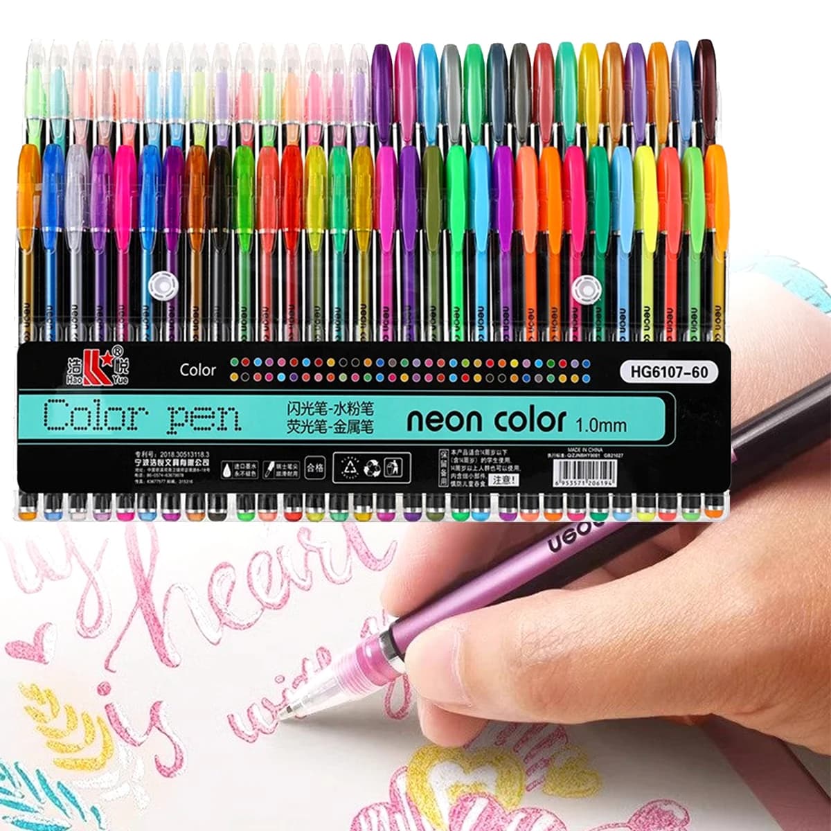 Nuovo Set di Penne Gel con Colori Metallizzati Glitterati, Ricariche Colorate, Evidenziatore 1.0mm, Penna a Sfera per Marcatura, Disegno Artistico Fai-da-Te