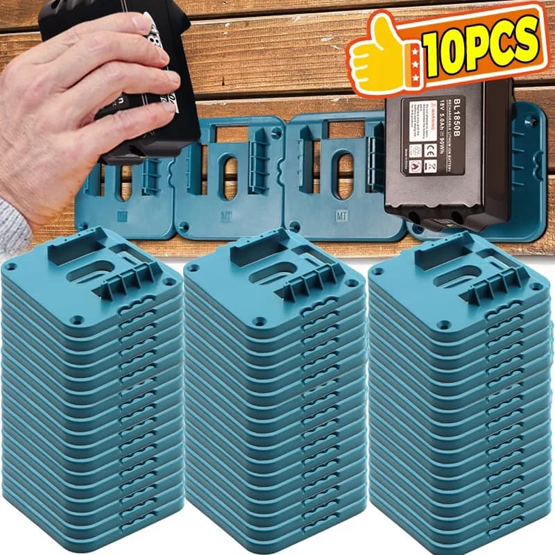 Staffa per batteria a parete 1/10x Base per batteria da 18 V Staffa fissa Supporto per scatola di immagazzinaggio batteria con viti Accessori elettrici