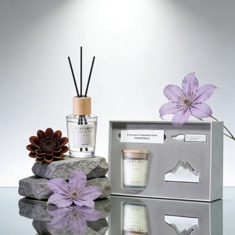 Mountain Diffuser Stone Aromatherapy Gift Box Wooden Candle Ornament Set Bedroom Light Luxury Premium Fragrance Souvenir
