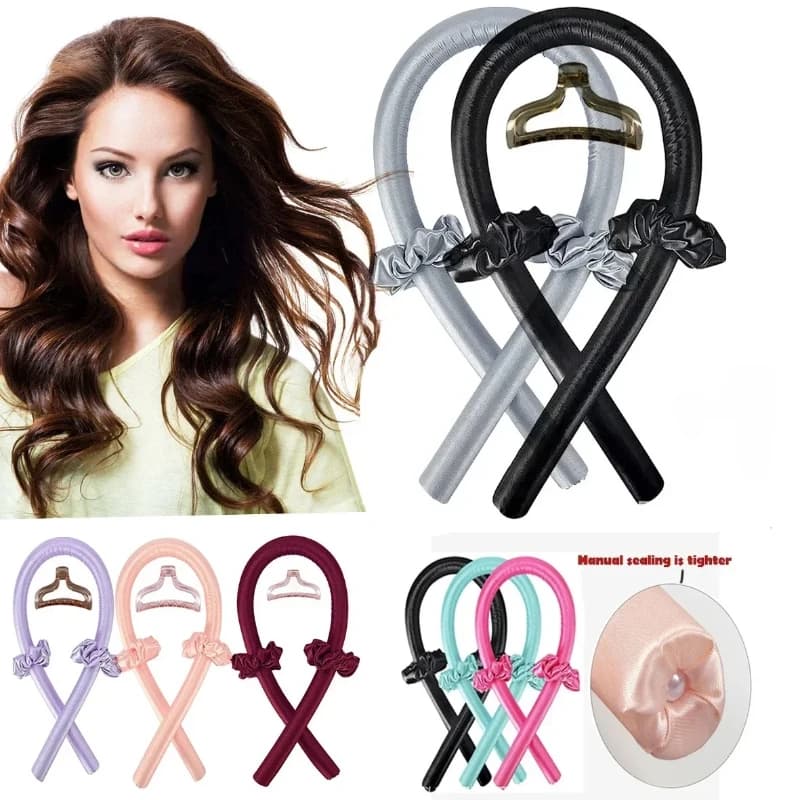 Soft to sleep Bigodini for lazy hair Straighteners Heat-Free charm Silk ring Bigodini ribbon Hair styling tool