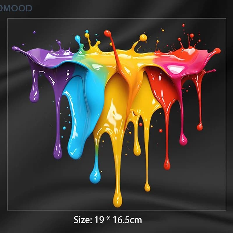 Car Interior Stickers With Dopamine Coloured Fluid Paint Vinyl For Reflective Car Fuel Tank Window Decal Stickers