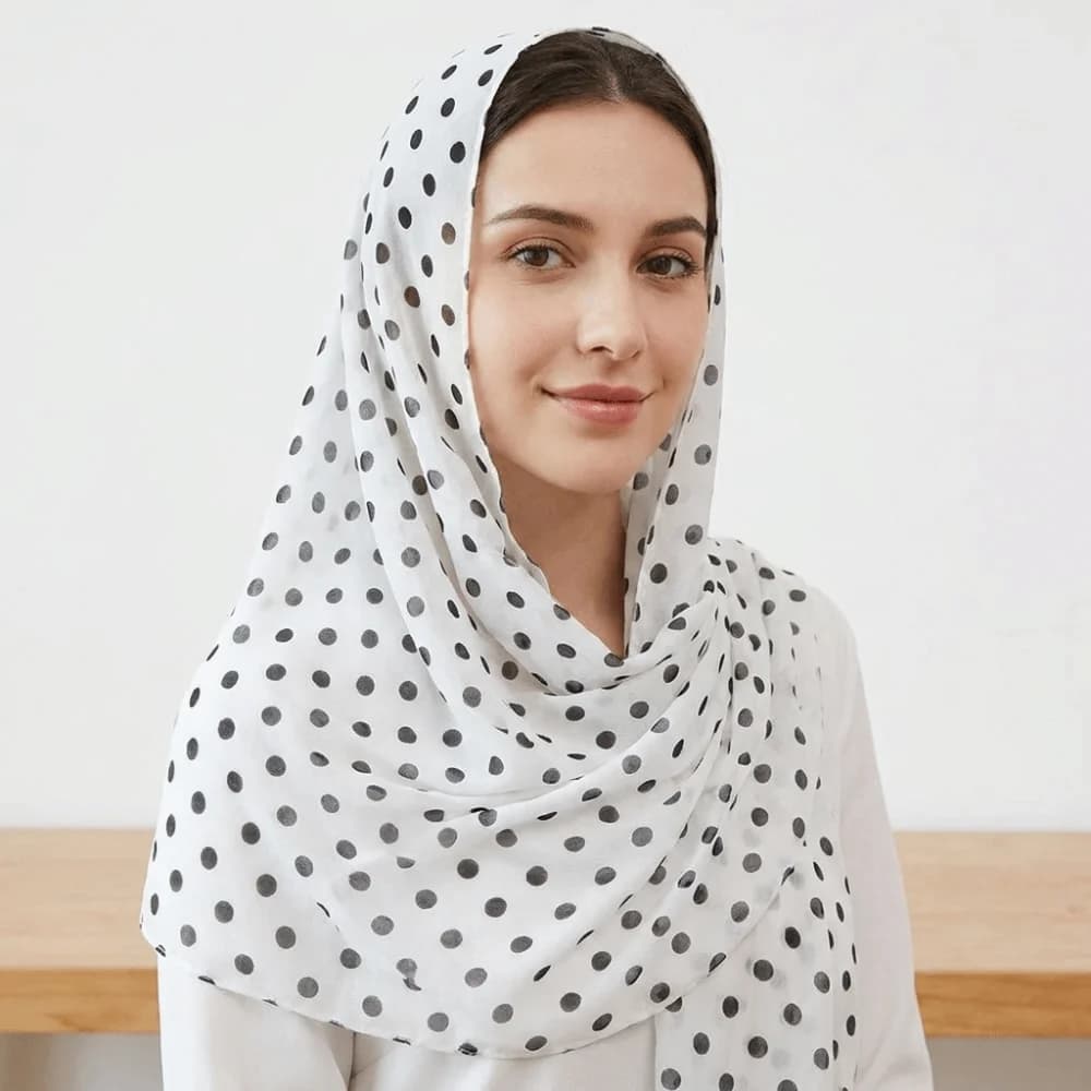 Fashion Sunscreen Polka Dot Headscarf Long Cotton Hijab Scarf Head Wrap Turban Thin Large Shawl Gift