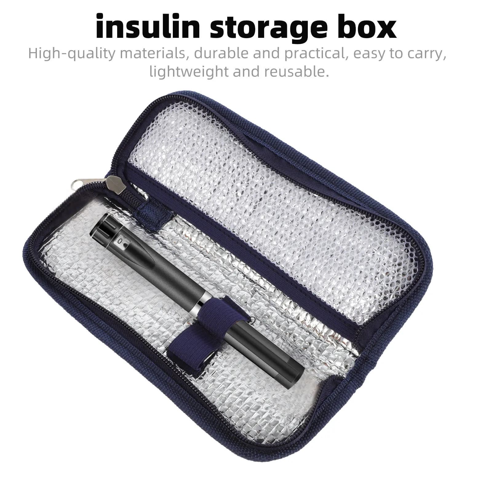 1Pcs Insulin Cooler Bag Portable Lightweight Reusable Travel Case with Zipper for Insulin Vials Medicine Syringes Diabetic