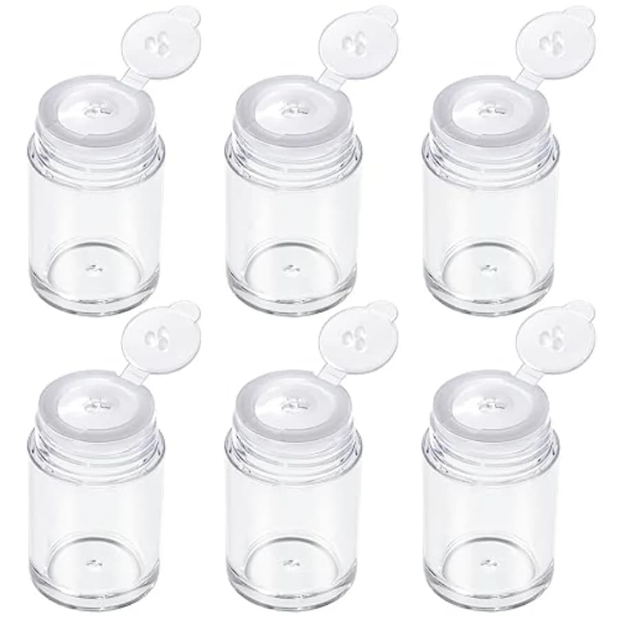 6 Pieces Mini Empty Loose Powder Bottle, Travel Size Glitter Containers Eye Shadow Powder Shaker Bottle with Sifter and Lids