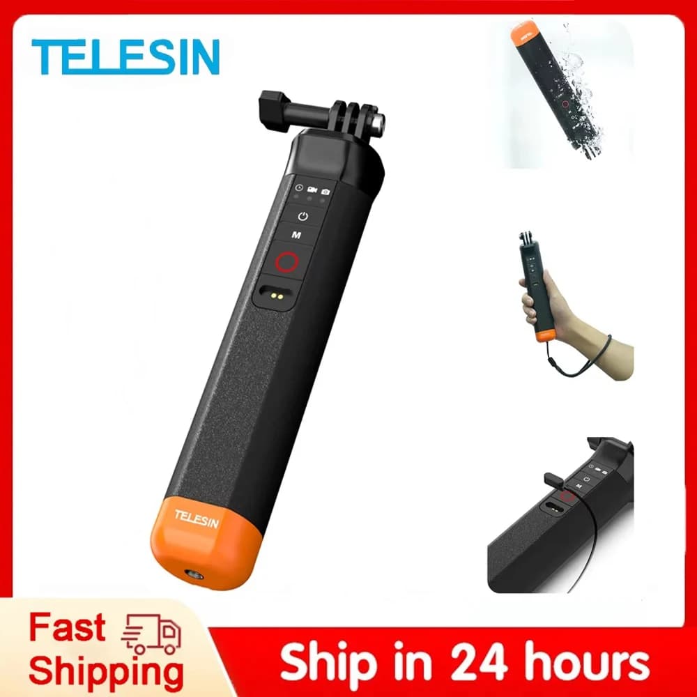TELESIN Buoyancy Bar Selfie Stick Waterproof Selfie Stick for Gopro Hero 9 10 11 12 with Hand Strap Wireless Remote Control