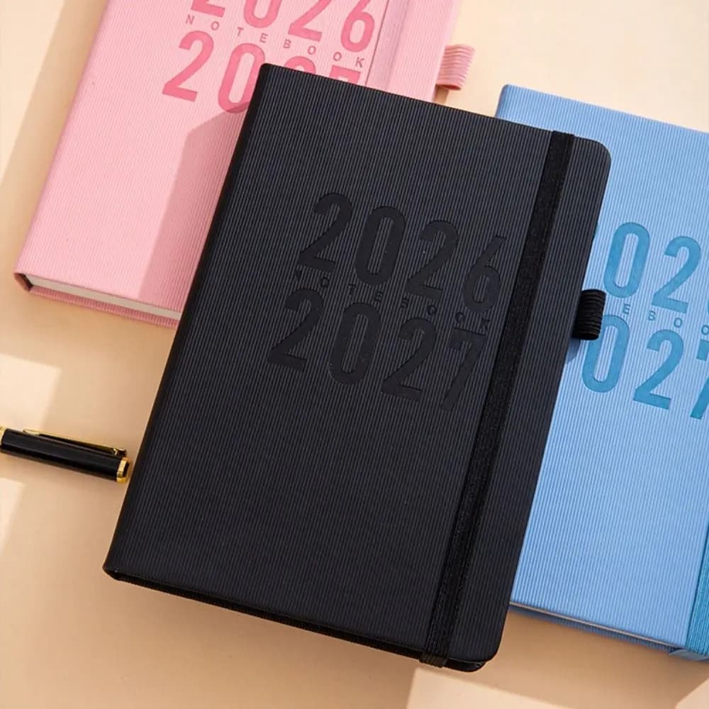 English 2026 Schedule Planner Notepad Pu Leather 200 Full English Pages A5 Agenda Planning Notebook Bookmark Simple