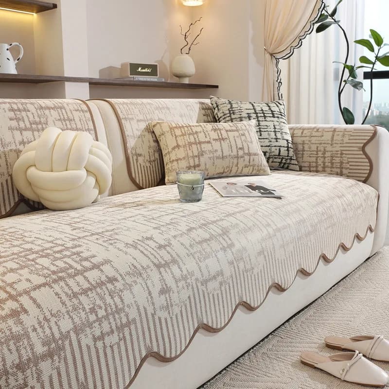 1PC Modern Ice Silk Cool Feeling Sofa Towel Summer Universal Anti-slip Couch Cover Breathable Striped Sofa Seat Pad Home