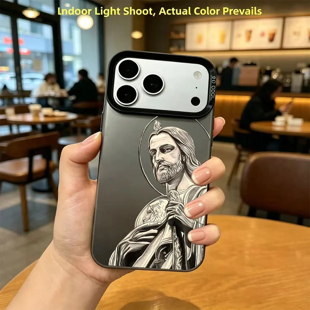 Cover Protettiva per iPhone con Design a Motivo San Giuda Taddeo per iPhone 17 16 15 14 13 12 11 Pro Xs Max Plus Air Mini XR X 17e 16e