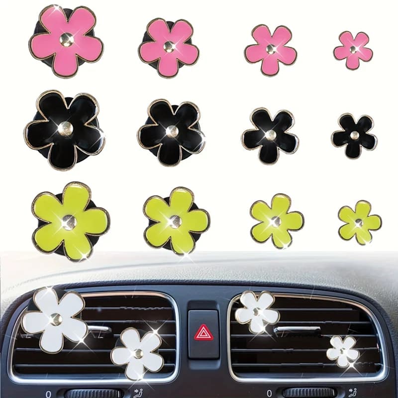 4 pieces small daisy clip for charming perfume deodorant pendant for interior car bushing interior automotive accessories in creative girls style