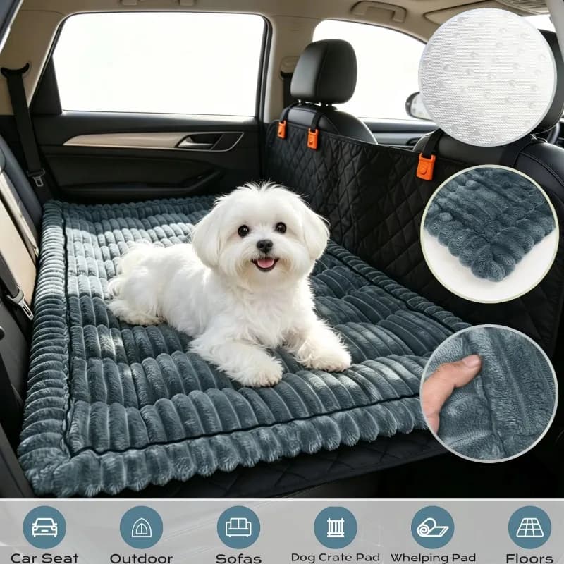 Backseat Dog Bed Mat for Car Dog Car Seat Cover for Back Seat Pet Car Blanket Soft and Comfortable Washable Travel Pet Mat