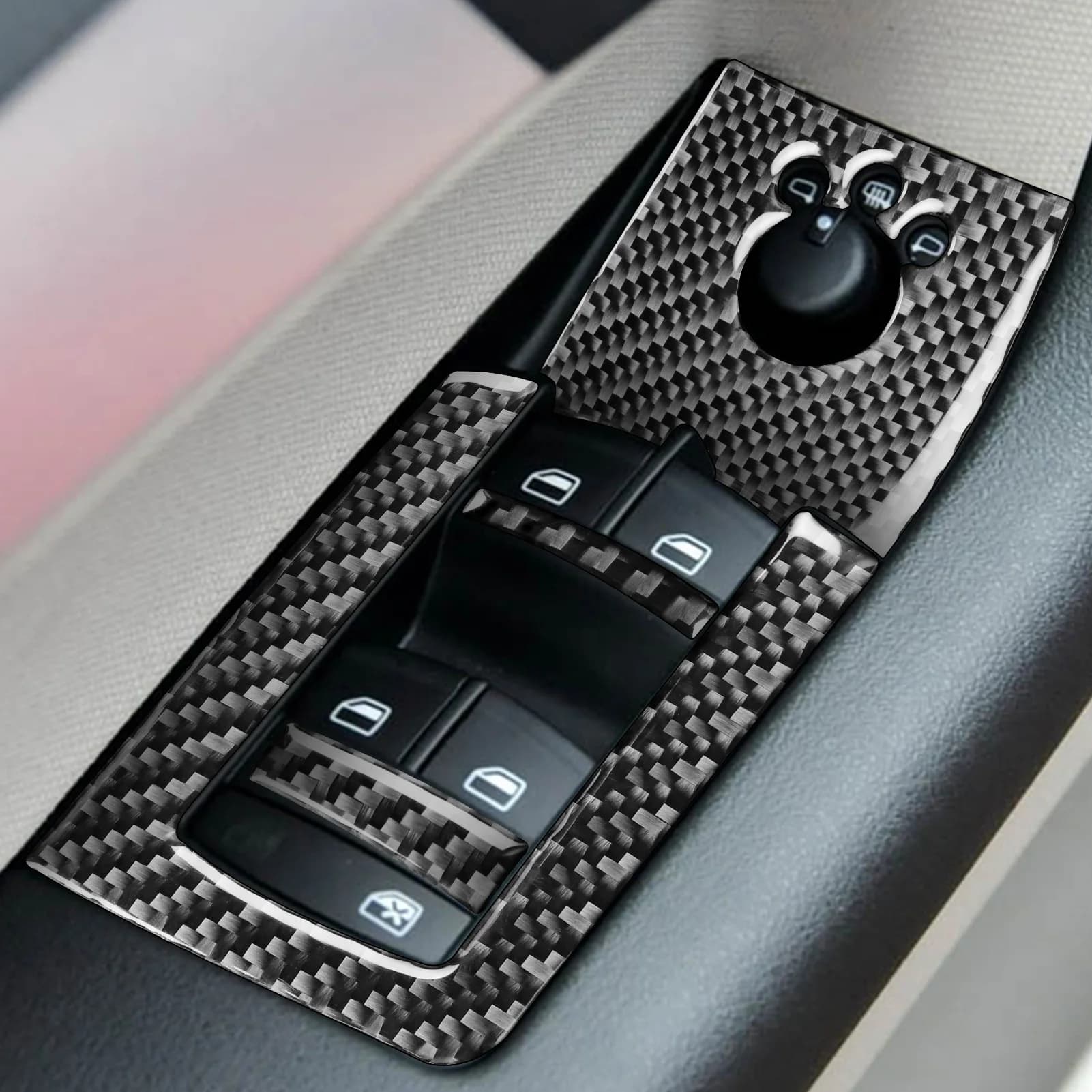 Per Audi A3 S3 RS3 8P 2006-2013 In Fibra di Carbonio Porta Finestra Ascensore Pannello Specchio di Potere Set Trim Copertura Accessori Auto Interni adesivo