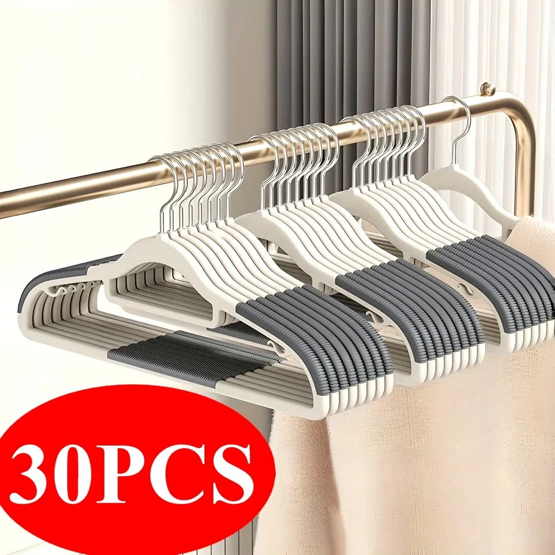 30Pcs Set of Non-slip Hangers Sturdy and Durable Rotating Hook Hangers Laundry Bathroom & Bedroom Clothes Hangers Organization