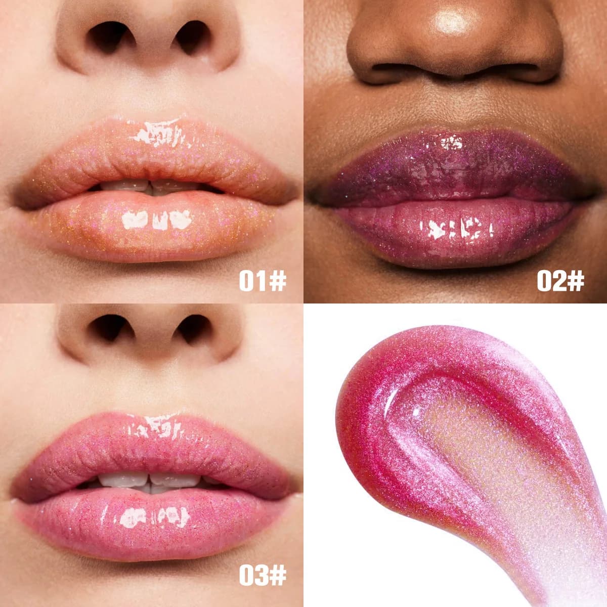 PHOFAYStarlight Gloss Labbra Radiante Perlato con Scintillio Fine, Lunga Durata, Idratante, Non Sbiadisce, Non Appiccicoso, Trasparente Effetto Acqua