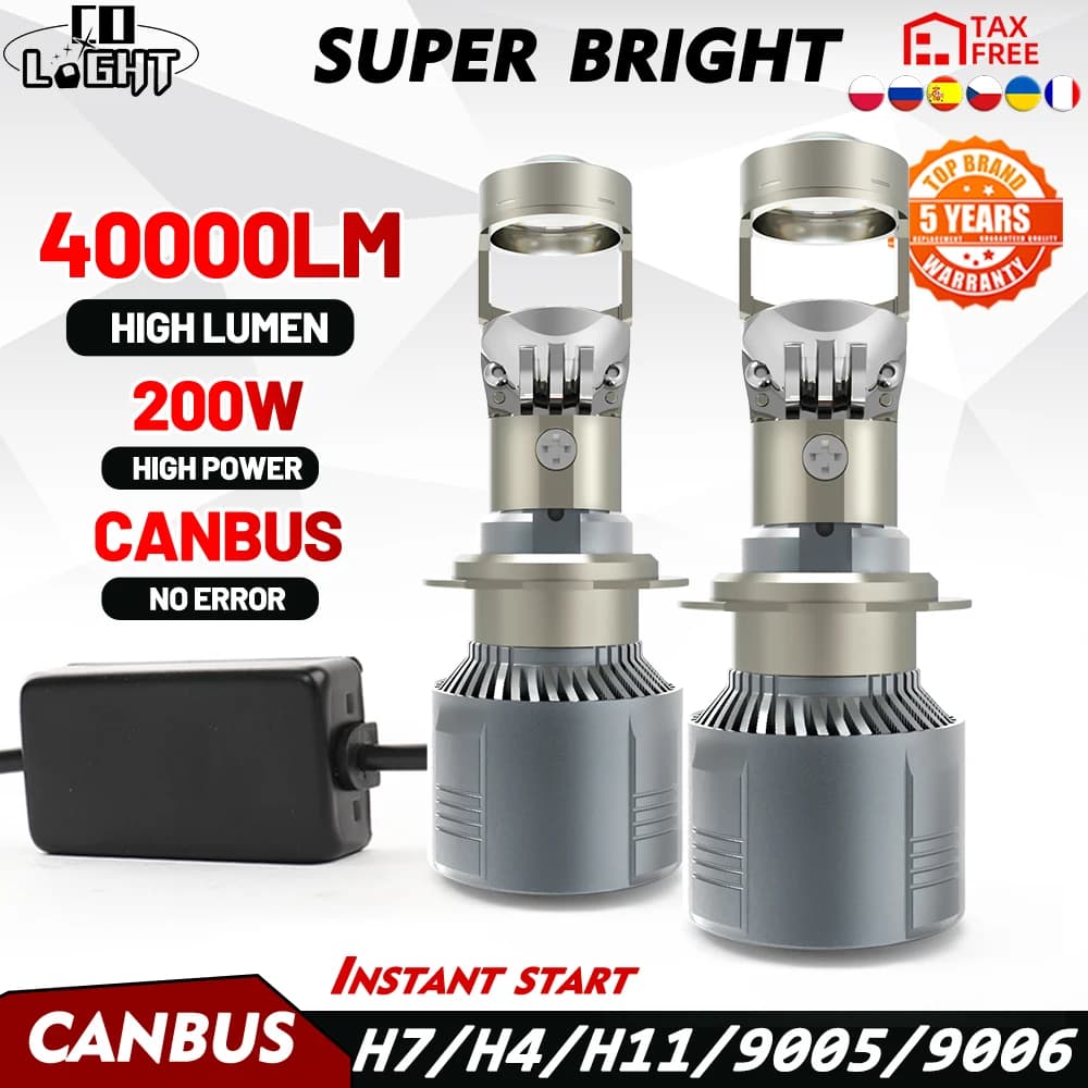 CO LIGHT New Auto Lamp Mini Lens LED H4 H7 H11 9005 9006 lampadine per fari 12V 24V per Auto Moto High Low Beam Projector Turbo Fan