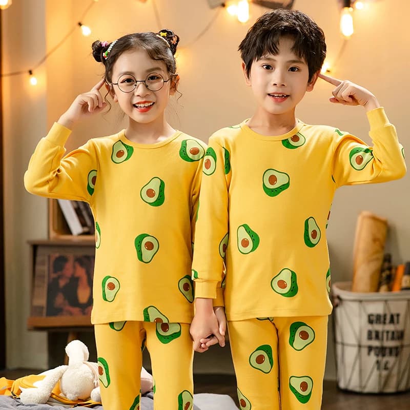 Set di vestiti per indumenti da notte per bambini Pigiama per dormire con stampa avocado Casual Autunno Bambini Costumi per interni per bambini Biancheria intima invernale per bambini