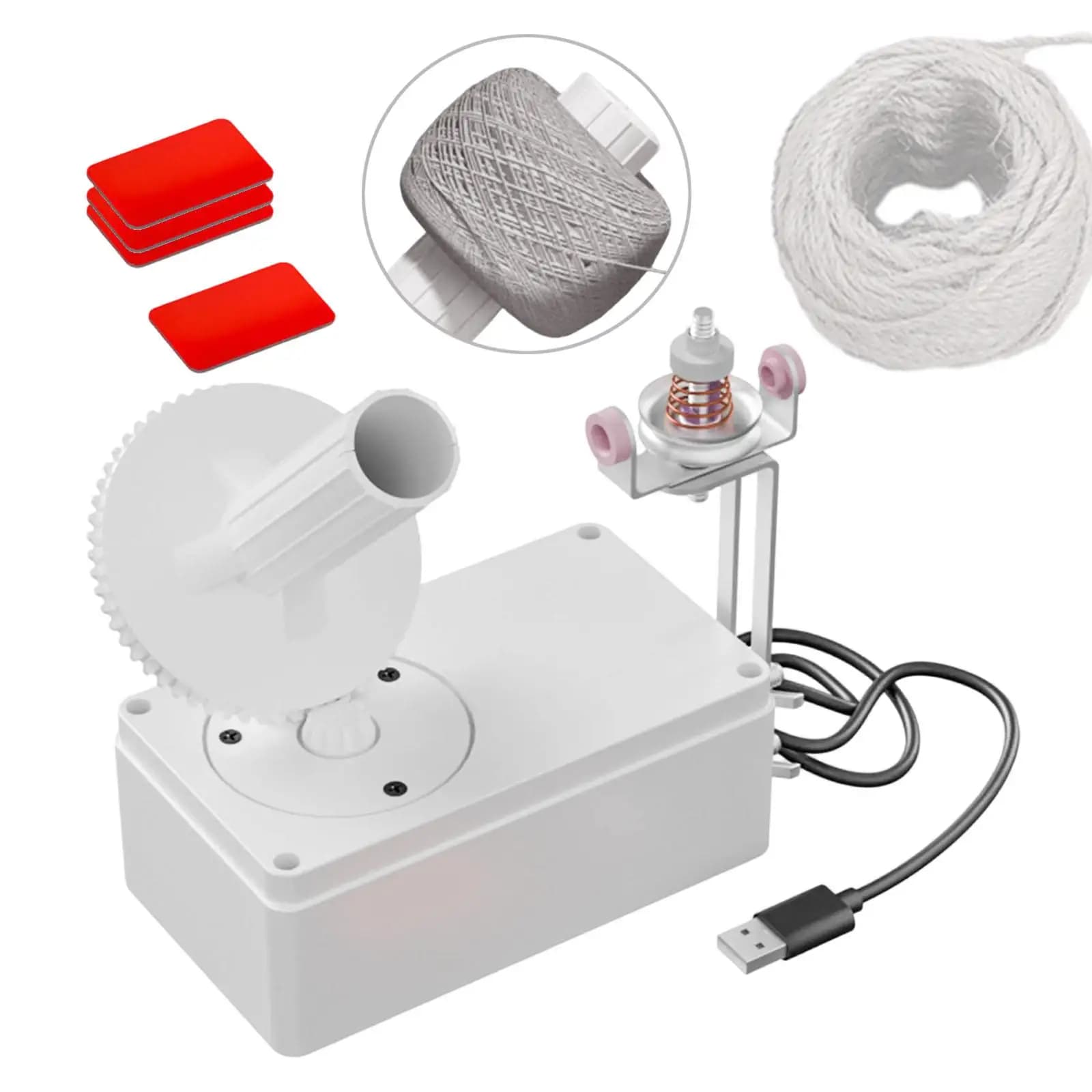 Yarn Winder Machine Compact Electric Cake Roller Adjustable Speed for Knitting Crocheting Desktop Tool