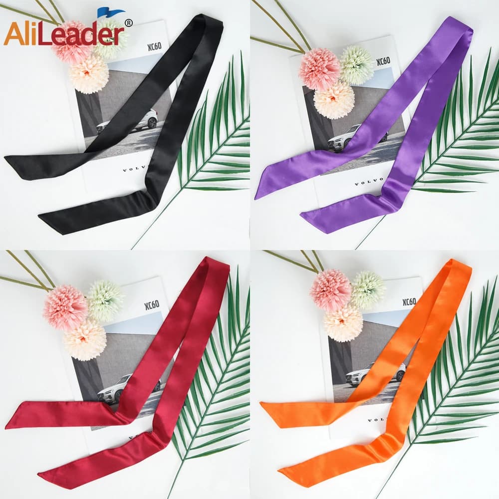 Silk Satin Scarf Ribbon for Hair Tie To Neck Scarf Yellow Black Purple Solid Color Scarves For Women Hair Bag DIY Fashion Gifts