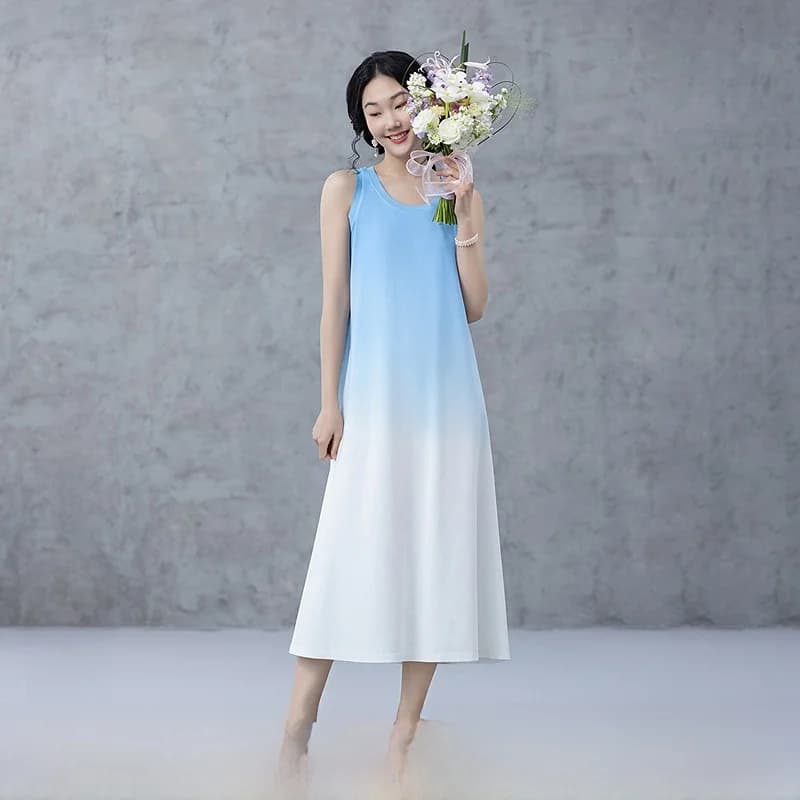 Abito Casual da Donna a Trapezio Senza Maniche con Gilet a Vita Stretta in Fibra di Nylon Spandex, Moda Primavera Estate Left Life