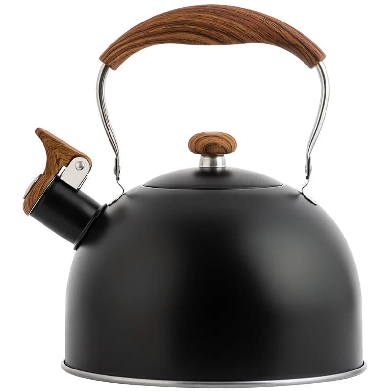 2.5L stainless steel whistle kettle white wood grain handle nozzle cover electric stove gas stove compatible with household tea