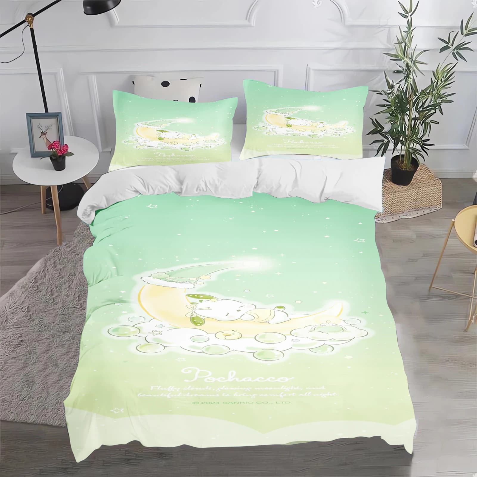 Pochacco Bed linen set Children's bed linen set 3D 3 pieces 1 bedspread King Size Twin beds Children printed 100% polyester
