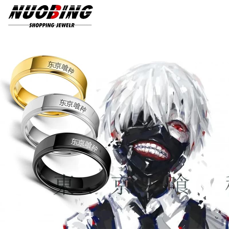 Anime Tokyo Ghoul Kinmu Kenyan Role-playing Stainless Steel Ring Men And Women Universal Gothic Jewelry Gift Props Accessories
