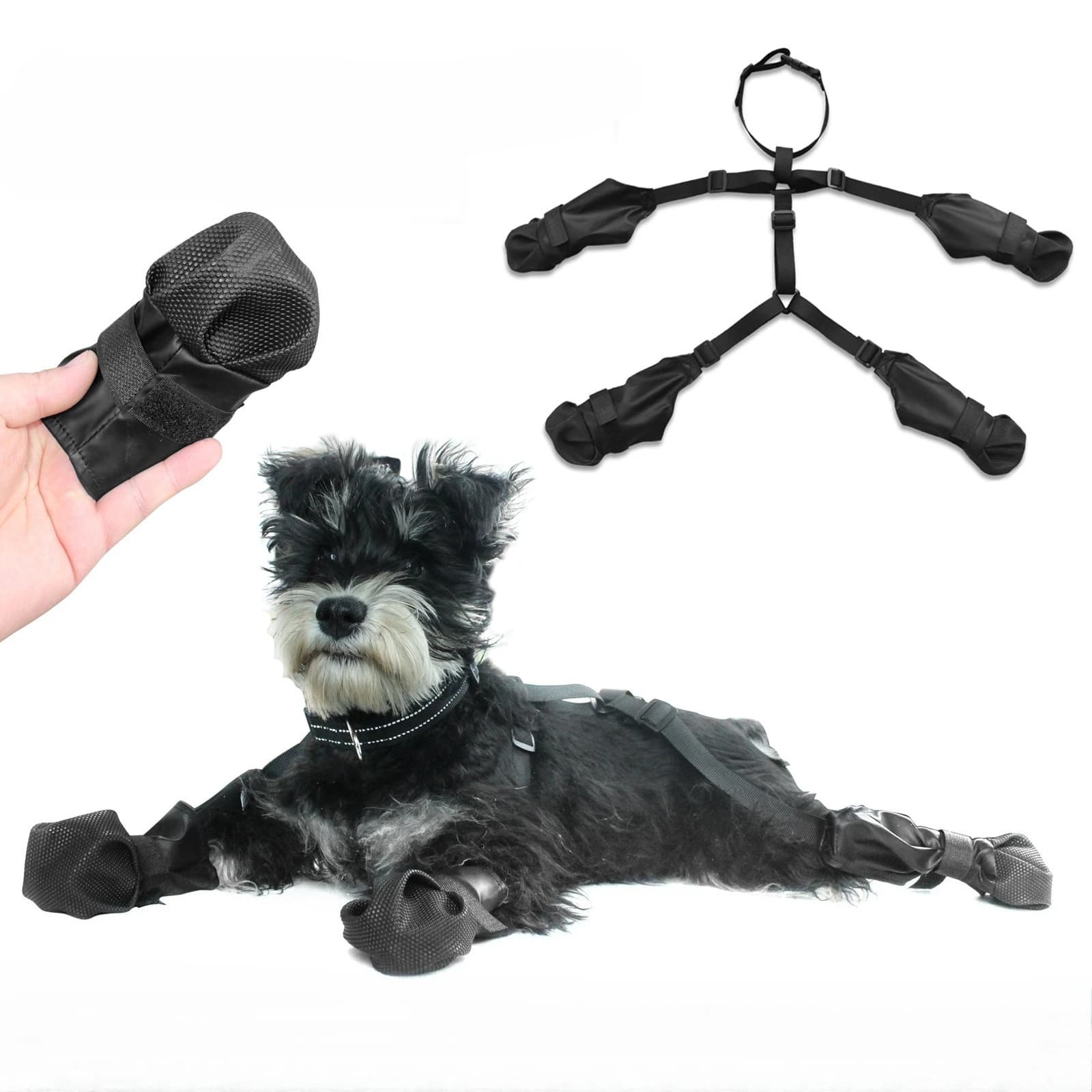 Dog boots for outdoor walks, waterproof shoes for pets with non-slip sole, paws protection for all seasons from the hot floor, snow, mud