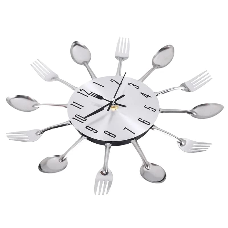 ABKU-Wall Clock for kitchen, restaurant, knife and stainless steel fork, home decoration