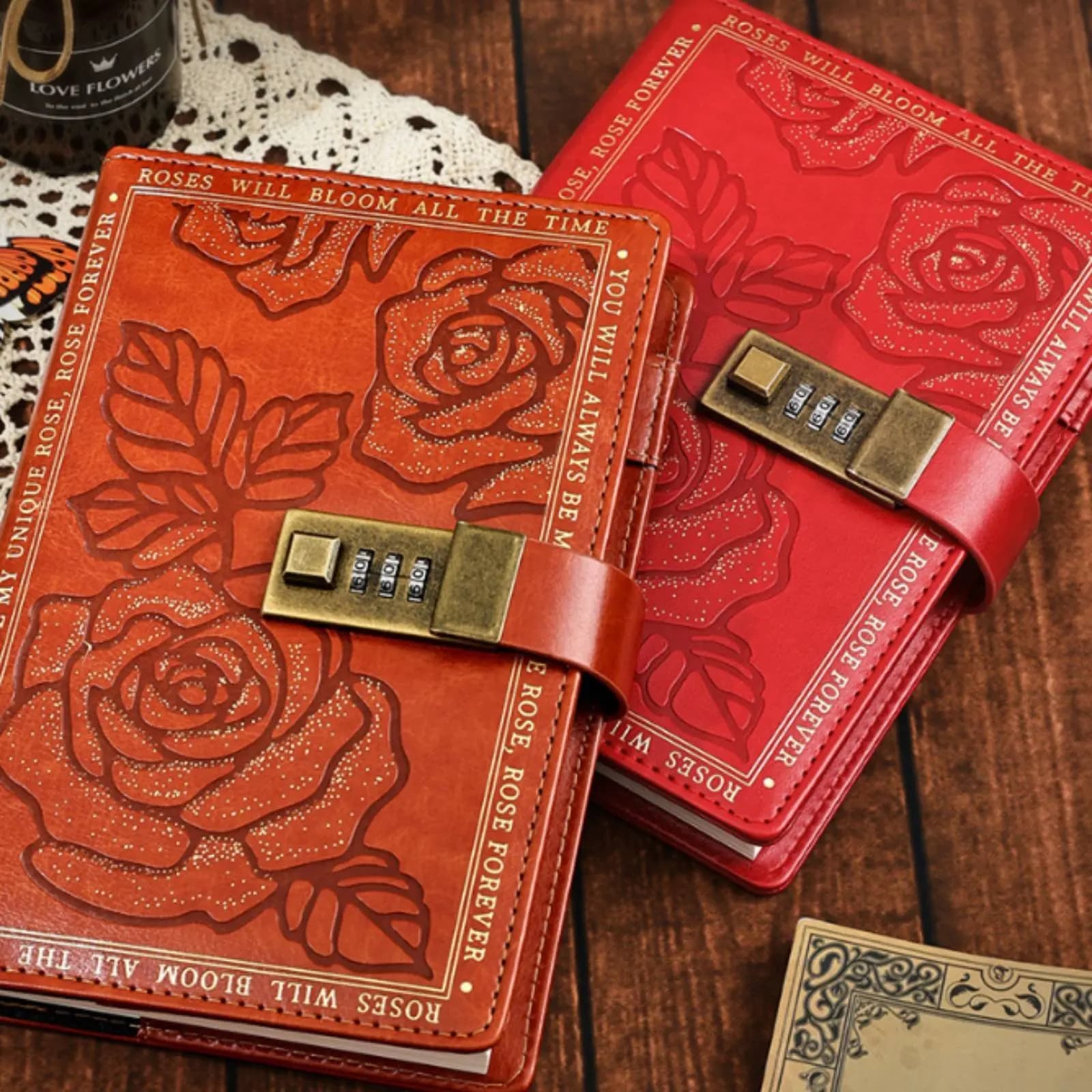 A6 Lock Journal Gift Box Lock Diary Locked Diary Vintage Design Password Notebook PU Leather for Girls, Personal Writing, School