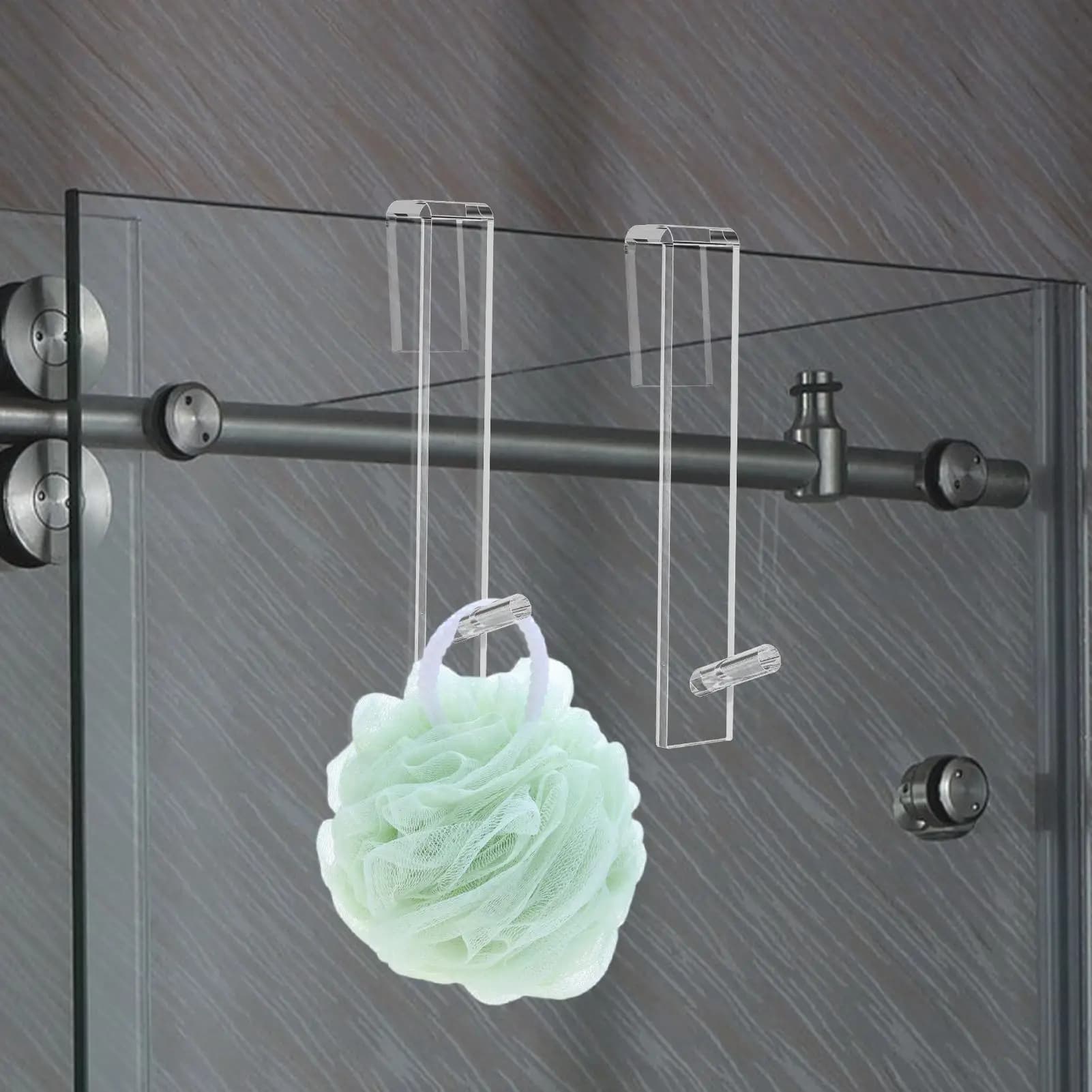 Acrylic Bathroom Shower Door Hook Over Glass Door Shower Towel Rack Punch-Free Bathroom Bathrobe Hanger Transparent Towel Hooks