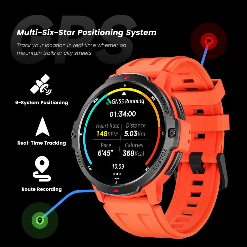 LEADOYS C31 GPS Smartwatch Men's Reloj Inteligente Para Hombre Fitness Outdoor Swimming Race Jump Racing Smart Wrist Watch