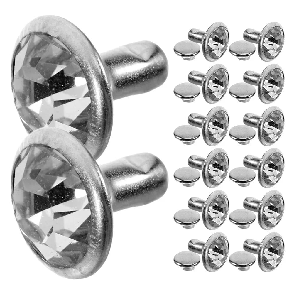 80Pcs Crystal Rhinestone Rivets 8Mm Secure Double Cap Design for Clothing Bags Shoes Hats Handbags DIY Garment Leathercraft