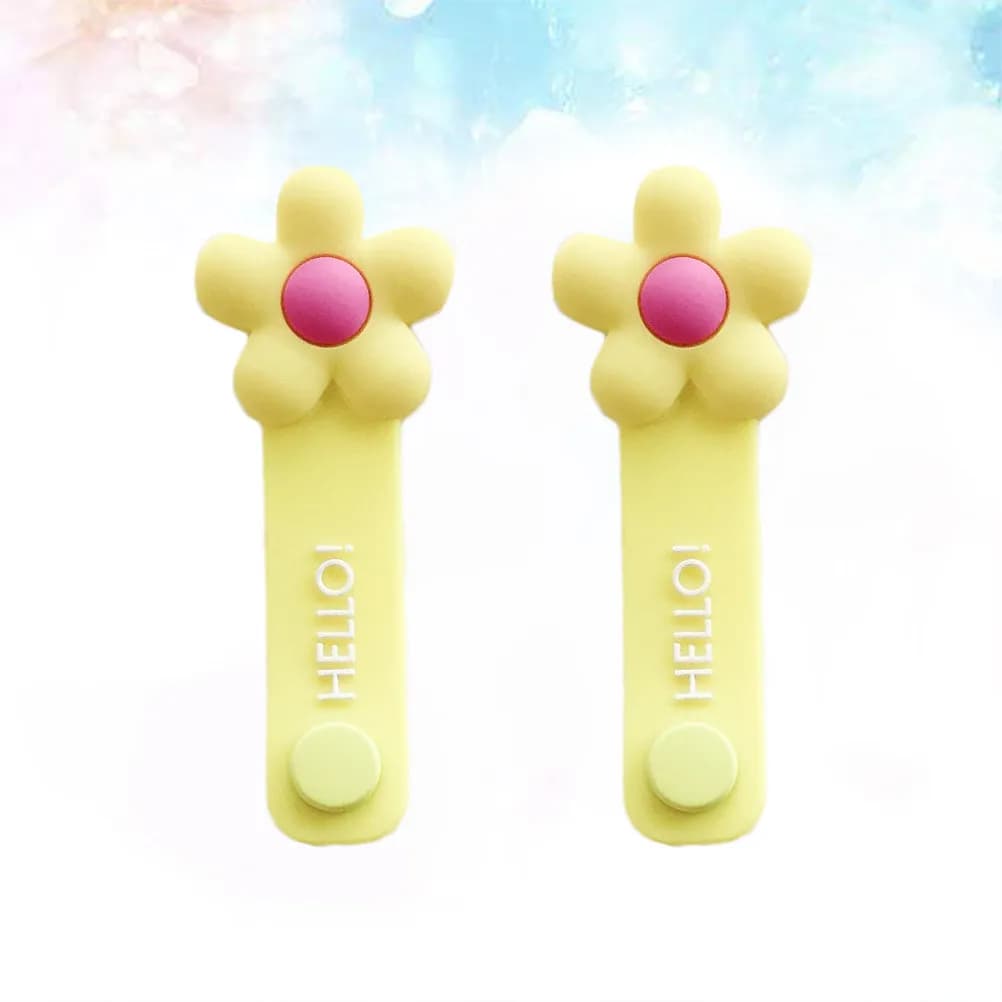 2Pcs Flower Cable Organizer Silicone Wire Holder for Headphones USB Cables Desktop Tidy Management Eco-Friendly Dust Repellent