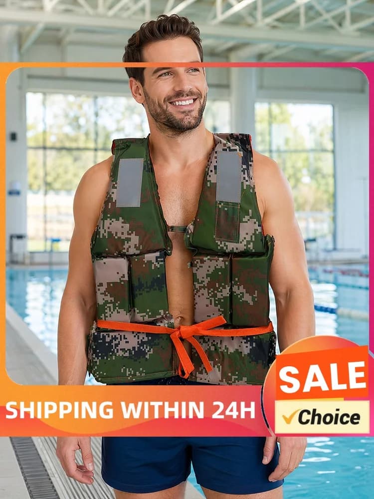 Oxford Fabric Safety Life Vest Wear- Water Buoyancy Jacket Tear- Water Sports Survival Vest for Skiing Driving