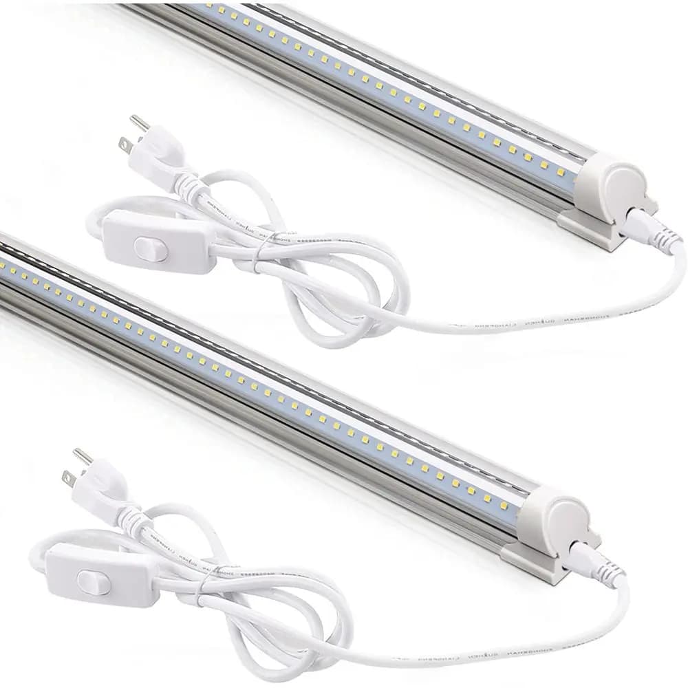 Barrina LED Shop Lights 2T, 20W 3000LM 5000K, T8 LED Light ixture, Clear Cover, Ceiling and Utility Shop Light, Linkable Tube Li
